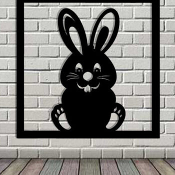Intra απο ξύλο plywood  Χρώμα wenge 3mm-4mm πάχος - Easter Bunny Τέχνη τοίχου με λέιζερ Δίασταση 40x50 cm INTRAFABR-115974433 - Image 3