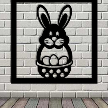 Intra απο ξύλο plywood Χρώμα wenge 3mm-4mm πάχος - Easter Bunny Τέχνη τοίχου με λέιζερ Δίασταση 40x50 cm INTRAFABR-115974488 - Image 1