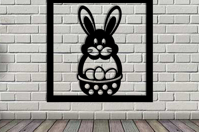 Intra απο ξύλο plywood  Χρώμα wenge 3mm-4mm πάχος - Easter Bunny Τέχνη τοίχου με λέιζερ Δίασταση 40x50 cm INTRAFABR-115974488