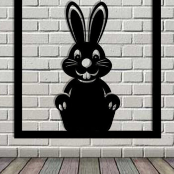 Intra απο ξύλο plywood  Χρώμα wenge 3mm-4mm πάχος - Easter Bunny Τέχνη τοίχου με λέιζερ Δίασταση 40x50 cm INTRAFABR-116038186 - Image 3