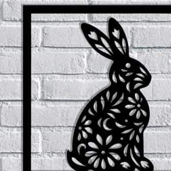 Intra απο ξύλο plywood  Χρώμα wenge 3mm-4mm πάχος - Easter Bunny Τέχνη τοίχου με λέιζερ Δίασταση 40x50 cm INTRAFABR-116038263 - Image 1