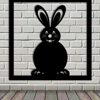 Intra απο ξύλο plywood  Χρώμα wenge 3mm-4mm πάχος - Easter Bunny Τέχνη τοίχου με λέιζερ Δίασταση 40x50 cm INTRAFABR-116038301 - Image 3