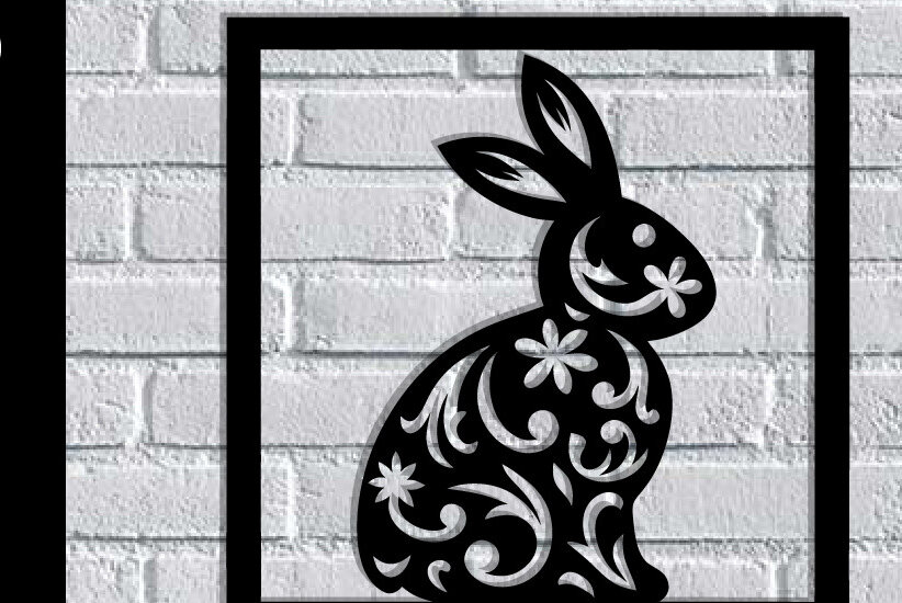 Intra απο ξύλο plywood  Χρώμα wenge 3mm-4mm πάχος - Easter Bunny Τέχνη τοίχου με λέιζερ Δίασταση 40x50 cm INTRAFABR-116038363