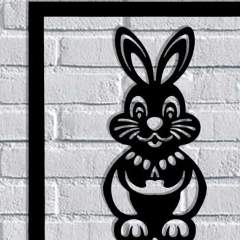 Intra απο ξύλο plywood  Χρώμα wenge 3mm-4mm πάχος - Easter Bunny Τέχνη τοίχου με λέιζερ Δίασταση 40x50 cm INTRAFABR-116100592 - Image 3