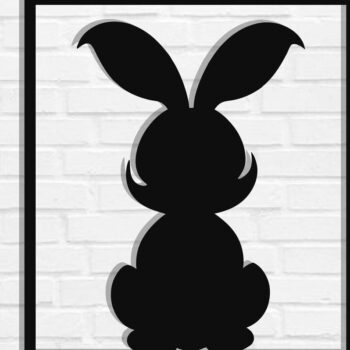Intra απο ξύλο plywood  Χρώμα wenge 3mm-4mm πάχος - Easter Bunny Τέχνη τοίχου με λέιζερ Δίασταση 40x50 cm INTRAFABR-116100625 - Image 1