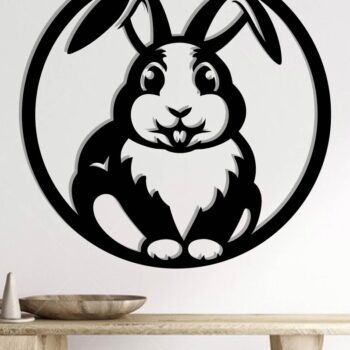 Intra απο ξύλο plywood  Χρώμα wenge 3mm-4mm πάχος - Easter Bunny Τέχνη τοίχου με λέιζερ Δίασταση 40x50 cm INTRAFABR-116163566 - Image 2