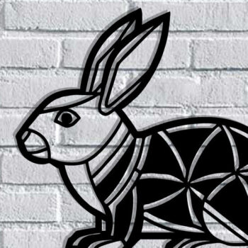 Intra απο ξύλο plywood  Χρώμα wenge 3mm-4mm πάχος - Easter Bunny Τέχνη τοίχου με λέιζερ Δίασταση 40x50 cm INTRAFABR-116163533 - Image 1