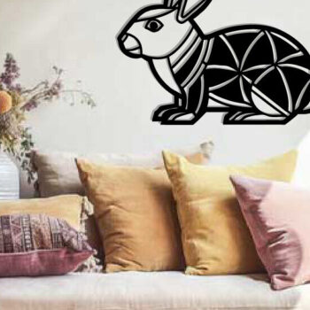 Intra απο ξύλο plywood  Χρώμα wenge 3mm-4mm πάχος - Easter Bunny Τέχνη τοίχου με λέιζερ Δίασταση 40x50 cm INTRAFABR-116163533 - Image 2