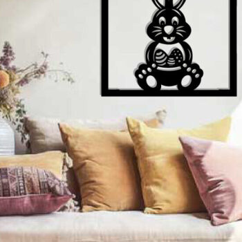 Intra απο ξύλο plywood Χρώμα wenge 3mm-4mm πάχος - Easter Bunny Τέχνη τοίχου με λέιζερ Δίασταση 40x50 cm INTRAFABR-115806160 - Image 2