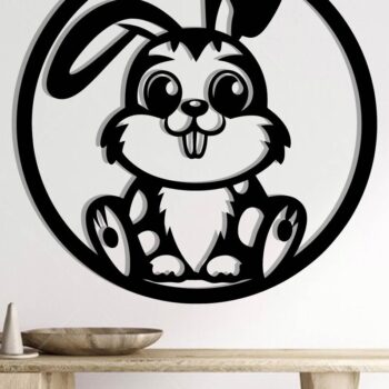 Intra απο ξύλο plywood Χρώμα wenge 3mm-4mm πάχος - Easter Bunny Τέχνη τοίχου με λέιζερ Δίασταση 40x50 cm INTRAFABR-115917412 - Image 2