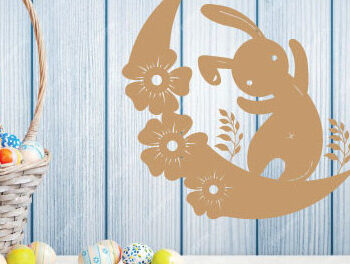 Intra απο ξύλο plywood  Χρώμα wenge 3mm-4mm πάχος - Easter Bunny Metal Wall Art Laser Δίασταση 40x50 cm INTRAFABR-115917559 - Image 2