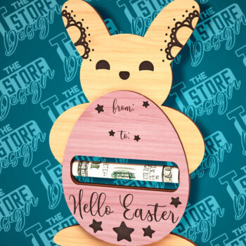 Intra απο ξύλο plywood Χρώμα wenge 3mm-4mm πάχος - Easter Bunny Money Holder |CNC Δίασταση 15x15 cm INTRAFABR-62063067 - Image 1