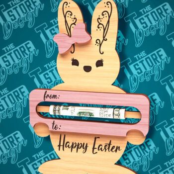 Intra απο ξύλο plywood Χρώμα wenge 3mm-4mm πάχος - Easter Bunny Money Holder |CNC Δίασταση 15x15 cm INTRAFABR-39241865 - Image 3