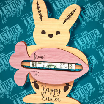 Intra απο ξύλο plywood Χρώμα wenge 3mm-4mm πάχος - Easter Bunny Money Holder |CNC Δίασταση 15x15 cm INTRAFABR-37553635 - Image 1