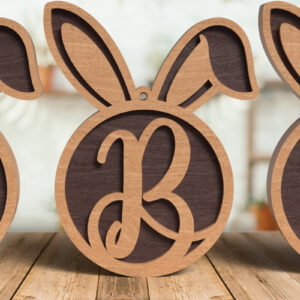 Intra απο ξύλο plywood  Χρώμα wenge 3mm-4mm πάχος - Σετ αλφάβητου μονόγραμμα Πασχαλινό λαγουδάκι Δίασταση 6x6 cm INTRAFABR-37553540