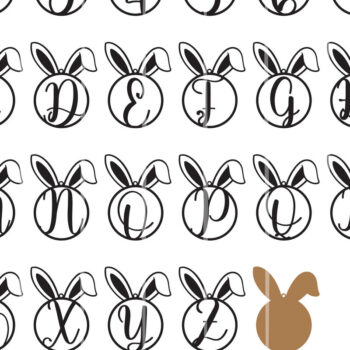 Intra απο ξύλο plywood  Χρώμα wenge 3mm-4mm πάχος - Σετ αλφάβητου μονόγραμμα Πασχαλινό λαγουδάκι Δίασταση 6x6 cm INTRAFABR-37553540 - Image 3