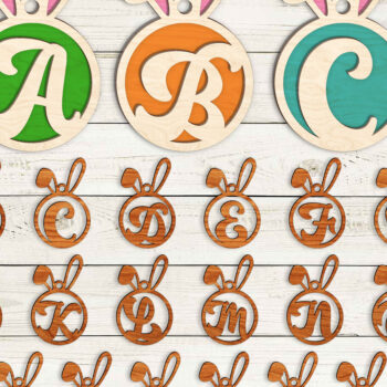 Intra απο ξύλο plywood  Χρώμα wenge 3mm-4mm πάχος - Μονόγραμμα Πασχαλινό λαγουδάκι Ετικέτα Επιστολή Δίασταση 30x20 cm INTRAFABR-37553549 - Image 1