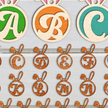 Intra απο ξύλο plywood  Χρώμα wenge 3mm-4mm πάχος - Μονόγραμμα Πασχαλινό λαγουδάκι Ετικέτα Επιστολή Δίασταση 30x20 cm INTRAFABR-37553549 - Image 2