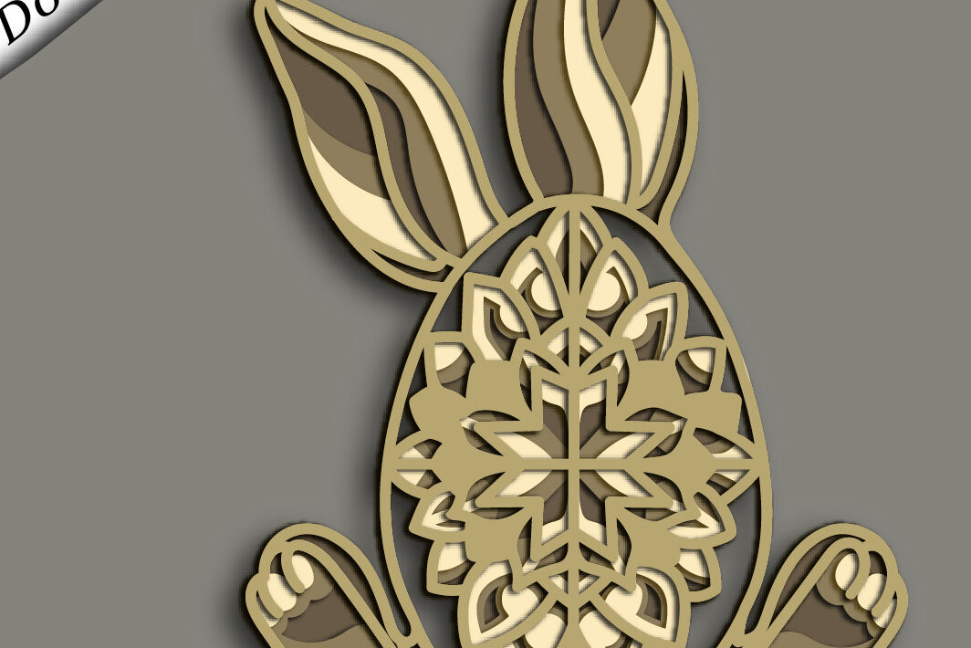Intra απο ξύλο plywood  Χρώμα wenge 3mm-4mm πάχος - Easter Bunny Multilayer /3D Bunny Δίασταση 15x15 cm INTRAFABR-37553566