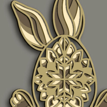 Intra απο ξύλο plywood  Χρώμα wenge 3mm-4mm πάχος - Easter Bunny Multilayer /3D Bunny Δίασταση 15x15 cm INTRAFABR-37553566 - Image 3
