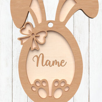 Intra απο ξύλο plywood  Χρώμα wenge 3mm-4mm πάχος - Πασχαλινό λαγουδάκι Χαρακτική ονομάτων Δίασταση 6x6 cm INTRAFABR-37553578 - Image 1