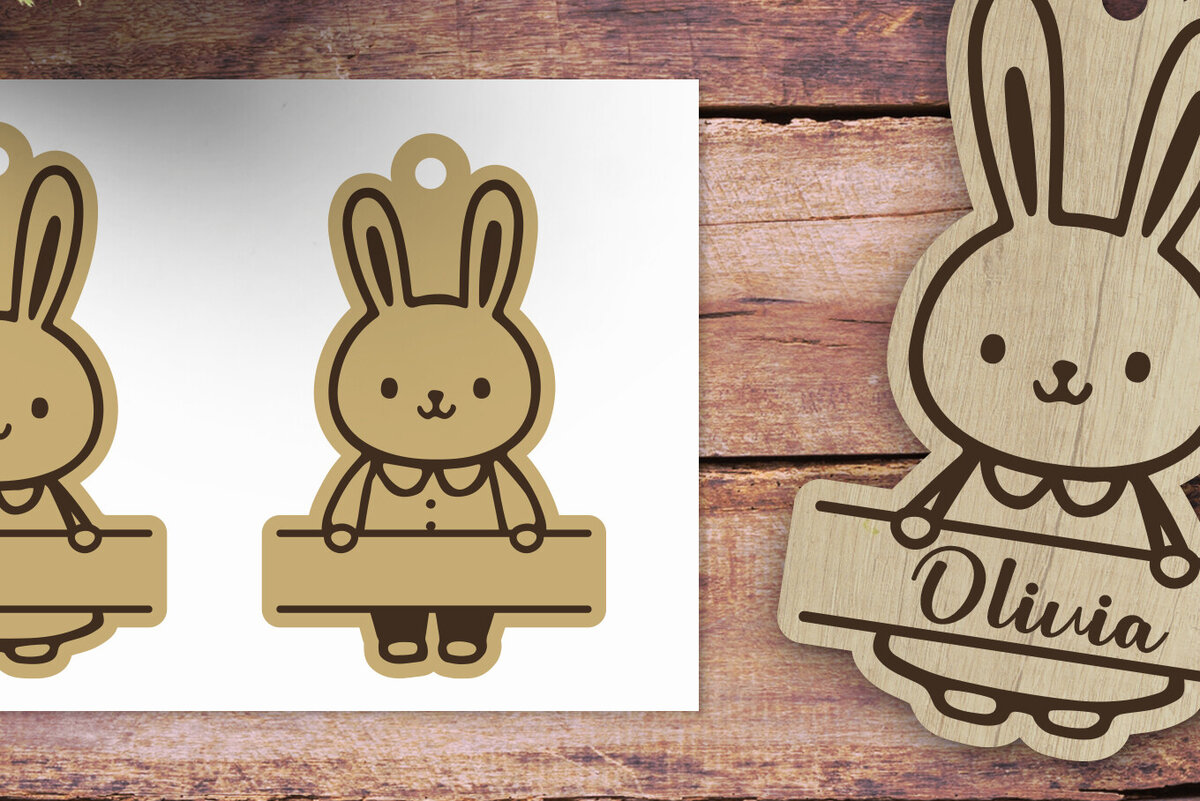 Intra απο ξύλο plywood  Χρώμα wenge 3mm-4mm πάχος - Ετικέτα με όνομα Πασχαλινό λαγουδάκι Πασχαλινή ετικέτα λέιζερ Δίασταση 15x15 cm INTRAFABR-37553464