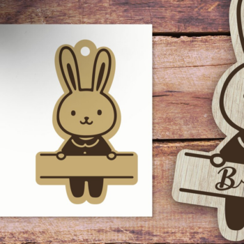 Intra απο ξύλο plywood  Χρώμα wenge 3mm-4mm πάχος - Easter Bunny Name Tag Πασχαλινό Tag Laser Δίασταση 15x15 cm INTRAFABR-30248638 - Image 1