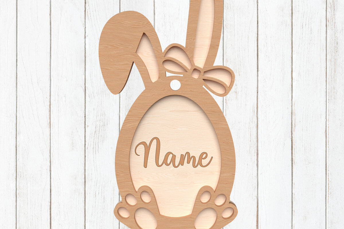 Intra απο ξύλο plywood  Χρώμα wenge 3mm-4mm πάχος - Στολίδι για το όνομα του λαγουδάκι του Πάσχα Δίασταση 6x6 cm INTRAFABR-43778936