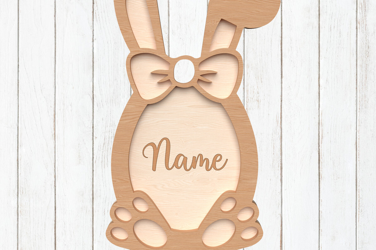 Intra απο ξύλο plywood  Χρώμα wenge 3mm-4mm πάχος - Στολίδι για το όνομα του λαγουδάκι του Πάσχα Δίασταση 6x6 cm INTRAFABR-92883778