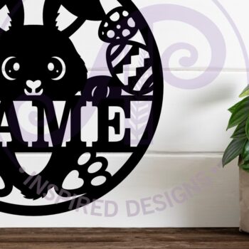 Intra απο ξύλο plywood  Χρώμα wenge 3mm-4mm πάχος - Πινακίδα τέχνης τοίχου με όνομα Πάσχα λαγουδάκι, Δίασταση 40x50 cm INTRAFABR-95252303 - Image 2