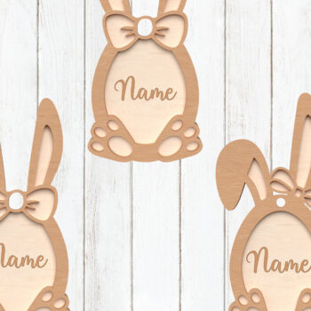 Intra απο ξύλο plywood  Χρώμα wenge 3mm-4mm πάχος - Πασχαλινό λαγουδάκι στολίδι Δέσμη κοπής με λέιζερ Δίασταση 6x6 cm INTRAFABR-103114380 - Image 1