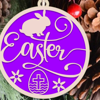 Intra απο ξύλο plywood  Χρώμα wenge 3mm-4mm πάχος - Πασχαλινό λαγουδάκι στολίδι κοπής με λέιζερ Δίασταση 6x6 cm INTRAFABR-103114387 - Image 1