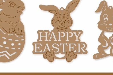 Intra απο ξύλο plywood  Χρώμα wenge 3mm-4mm πάχος - Στολίδι Πασχαλινό λαγουδάκι Δίασταση 6x6 cm INTRAFABR-118875182