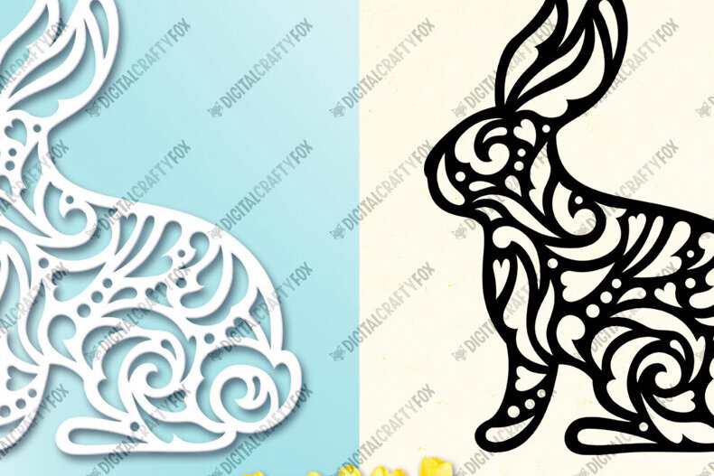 Intra απο ξύλο plywood  Χρώμα wenge 3mm-4mm πάχος - Πασχαλινό λαγουδάκι Paper Cut, Bunny Δίασταση 6x6 cm INTRAFABR-121340114