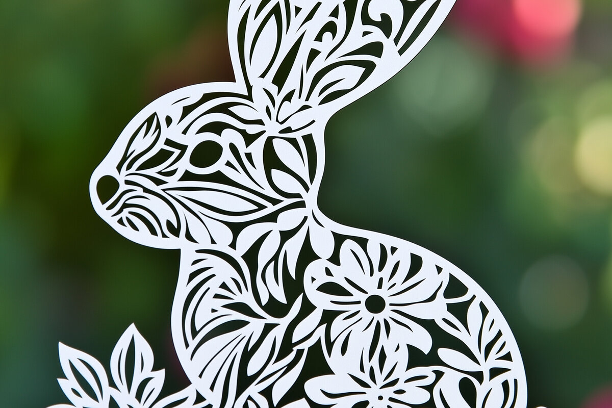 Intra απο ξύλο plywood  Χρώμα wenge 3mm-4mm πάχος - Πασχαλινό λαγουδάκι Paper Cut Cut Δίασταση 4x4 cm INTRAFABR-122334124