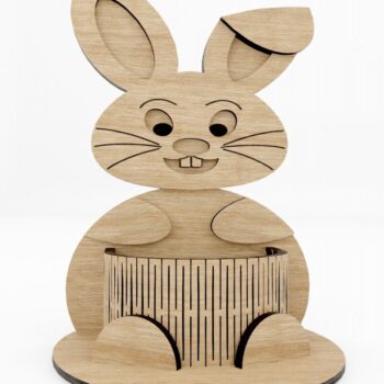 Intra απο ξύλο plywood  Χρώμα wenge 3mm-4mm πάχος - Easter Bunny Personalized Desk Organizer Δίασταση 4x4 cm INTRAFABR-120985695 - Image 3