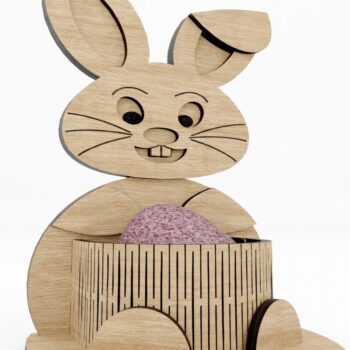 Intra απο ξύλο plywood  Χρώμα wenge 3mm-4mm πάχος - Easter Bunny Personalized Desk Organizer Δίασταση 4x4 cm INTRAFABR-120985695 - Image 4