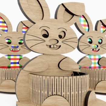 Intra απο ξύλο plywood  Χρώμα wenge 3mm-4mm πάχος - Easter Bunny Personalized Desk Organizer Δίασταση 4x4 cm INTRAFABR-120985695 - Image 9