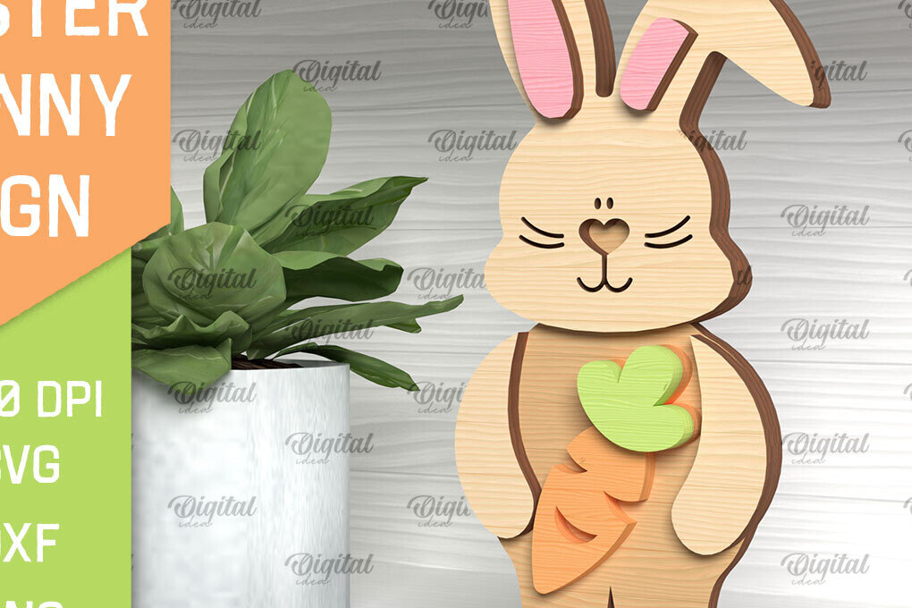 Intra απο ξύλο plywood  Χρώμα wenge 3mm-4mm πάχος - Πασχαλινό λαγουδάκι . Τρισδιάστατη Δίασταση 15x15 cm INTRAFABR-121821125