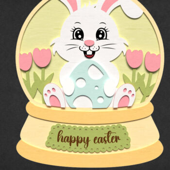 Intra απο ξύλο plywood  Χρώμα wenge 3mm-4mm πάχος - Easter Bunny Snow Globe Δίασταση 6x6 cm INTRAFABR-66381512 - Image 1