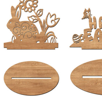 Intra απο ξύλο plywood  Χρώμα wenge 3mm-4mm πάχος - Κοπές λέιζερ Easter Bunny Standees Δίασταση 6x6 cm INTRAFABR-72866580 - Image 1
