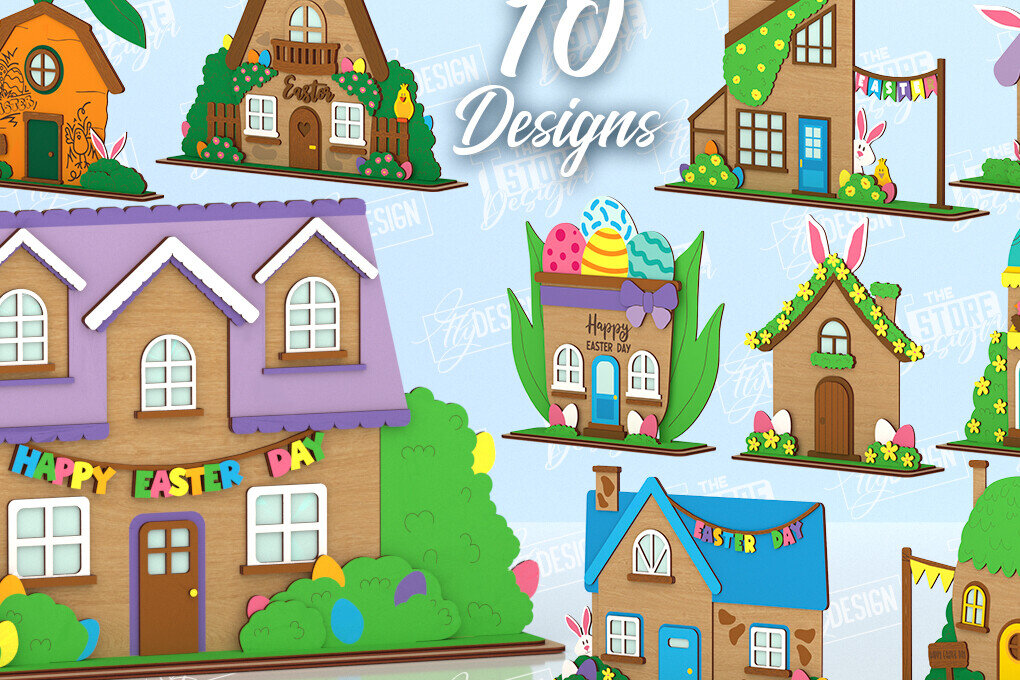 Intra απο ξύλο plywood  Χρώμα wenge 3mm-4mm πάχος - Πασχαλινό λαγουδάκι Standing House Πακέτο | CNC Δίασταση 15x15 cm INTRAFABR-72901770