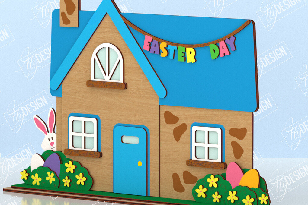 Intra απο ξύλο plywood  Χρώμα wenge 3mm-4mm πάχος - Πασχαλινό Λαγουδάκι Σπίτι | Διακόσμηση σπιτιού Δίασταση 15x15 cm INTRAFABR-114188704