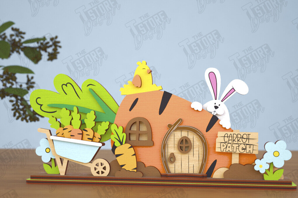 Intra απο ξύλο plywood  Χρώμα wenge 3mm-4mm πάχος - Πασχαλινό λαγουδάκι Standing House|Διακόσμηση Πάσχας Δίασταση 15x15 cm INTRAFABR-91596256