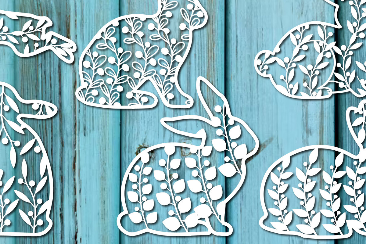 Intra απο ξύλο plywood  Χρώμα wenge 3mm-4mm πάχος - Πασχαλινό λαγουδάκι , Paper Cut Δίασταση 15x15 cm INTRAFABR-121509658