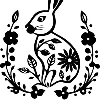 Intra απο ξύλο plywood Χρώμα wenge 3mm-4mm πάχος - Διανυσματικά αρχεία λουλουδιών Easter Bunny Δίασταση 15x15 cm INTRAFABR-121509837 - Image 1