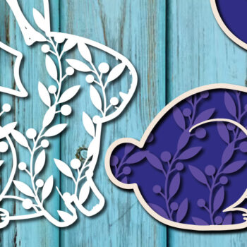 Intra απο ξύλο plywood  Χρώμα wenge 3mm-4mm πάχος - Easter Bunny , Layer Paper Cut Δίασταση 15x15 cm INTRAFABR-121509841 - Image 1