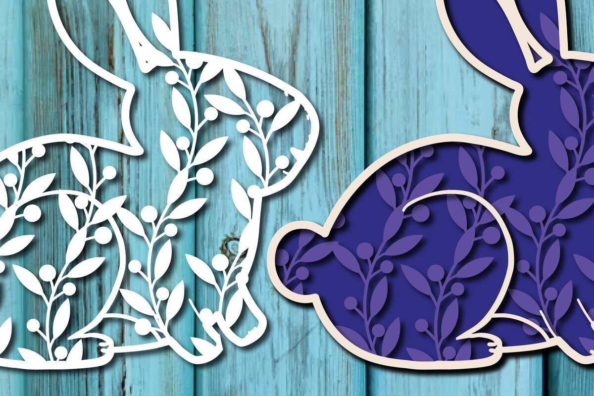 Intra απο ξύλο plywood  Χρώμα wenge 3mm-4mm πάχος - Easter Bunny , Layer Paper Cut Δίασταση 15x15 cm INTRAFABR-121509841