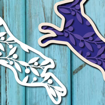 Intra απο ξύλο plywood  Χρώμα wenge 3mm-4mm πάχος - Easter Bunny , Layer Paper Cut Δίασταση 15x15 cm INTRAFABR-121509848 - Image 1