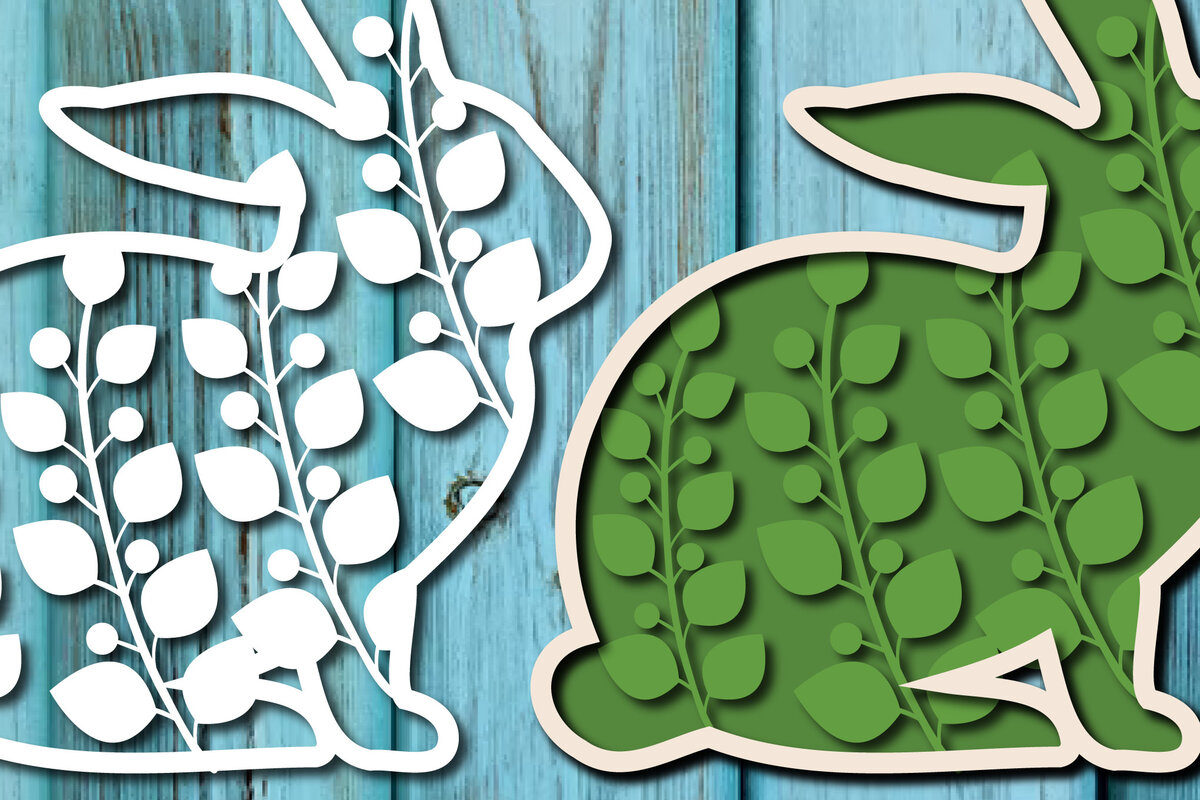 Intra απο ξύλο plywood  Χρώμα wenge 3mm-4mm πάχος - Easter Bunny , Layer Paper Cut Δίασταση 15x15 cm INTRAFABR-121495043